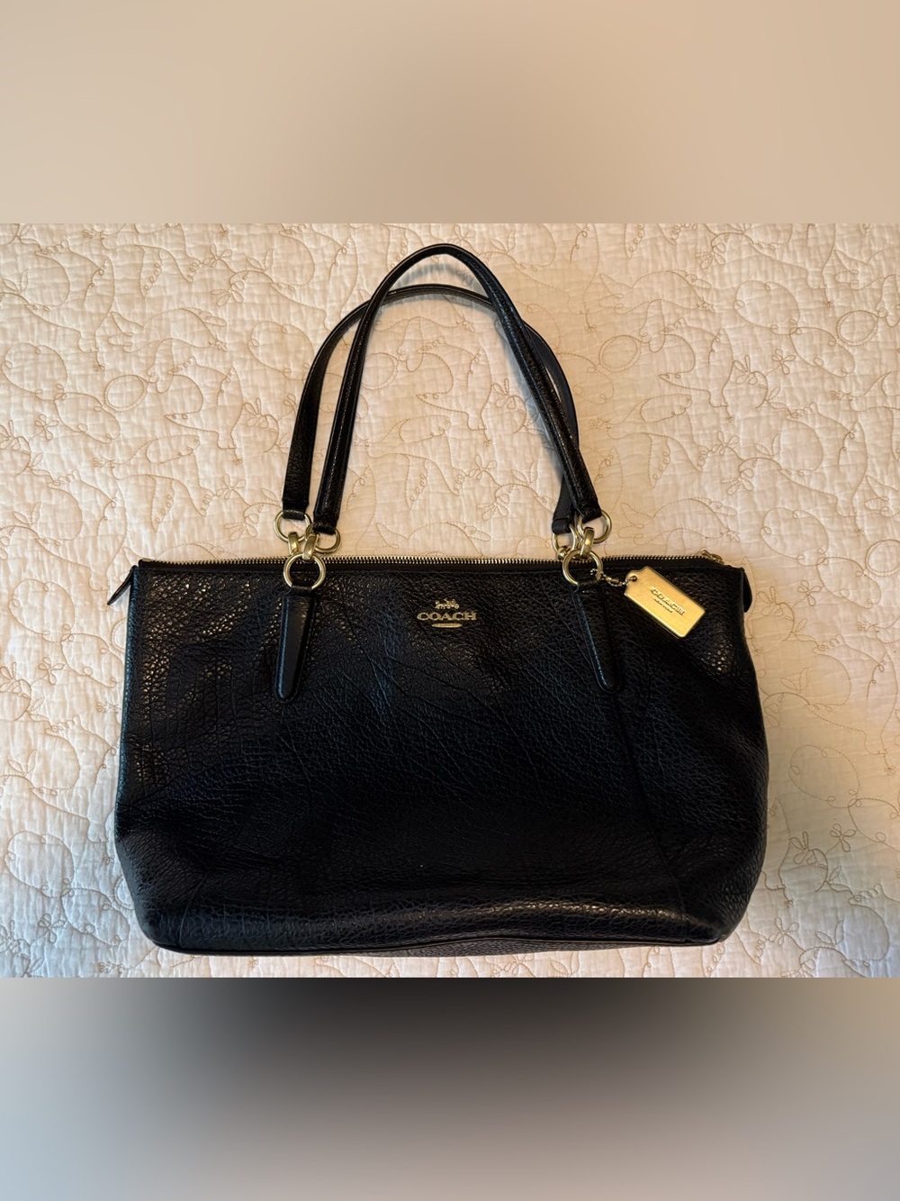 COACH Black Ava Tote with Gold Hardware